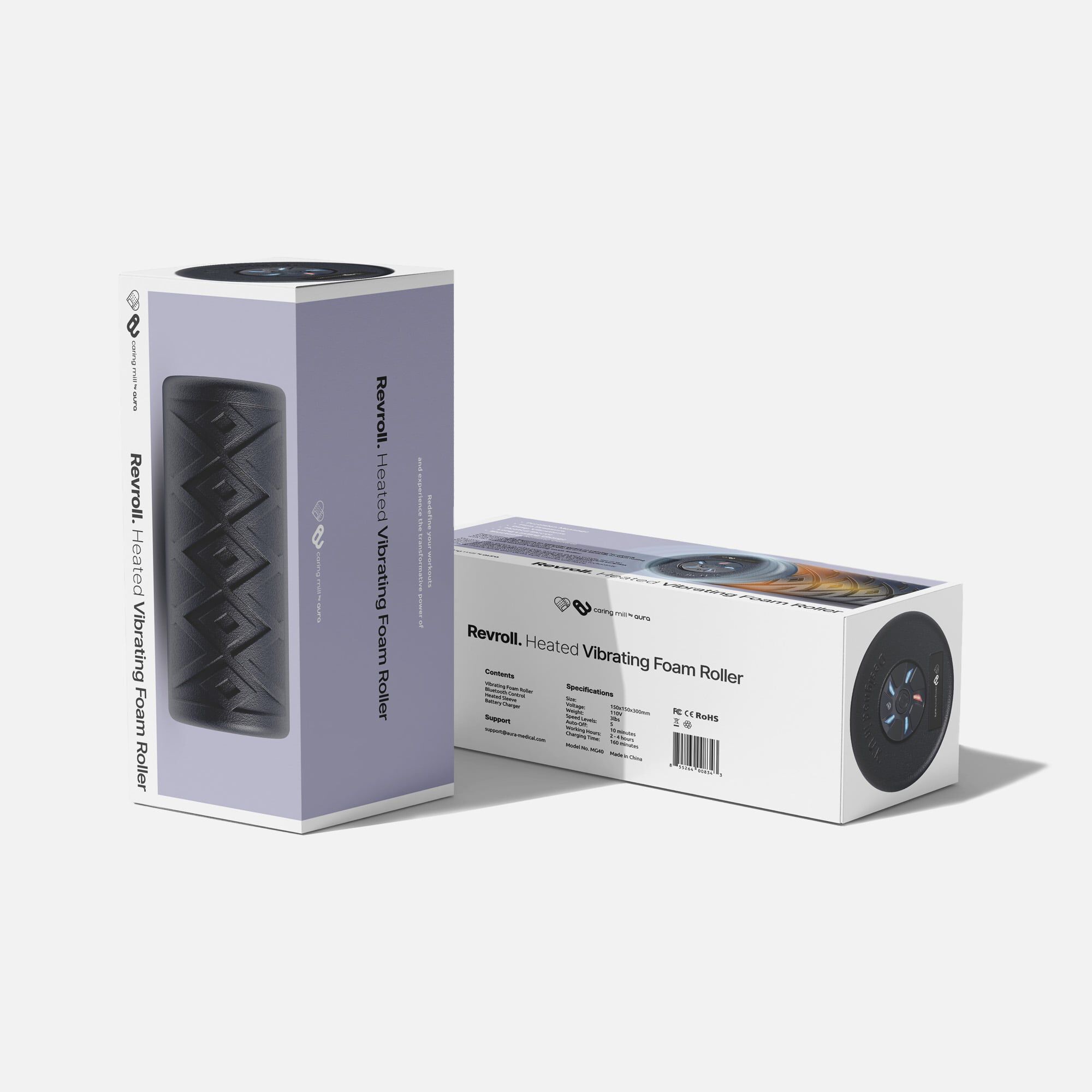 Revroll Vibrating + Heat Foam Roller — Caring Mill™ by Aura, , large
