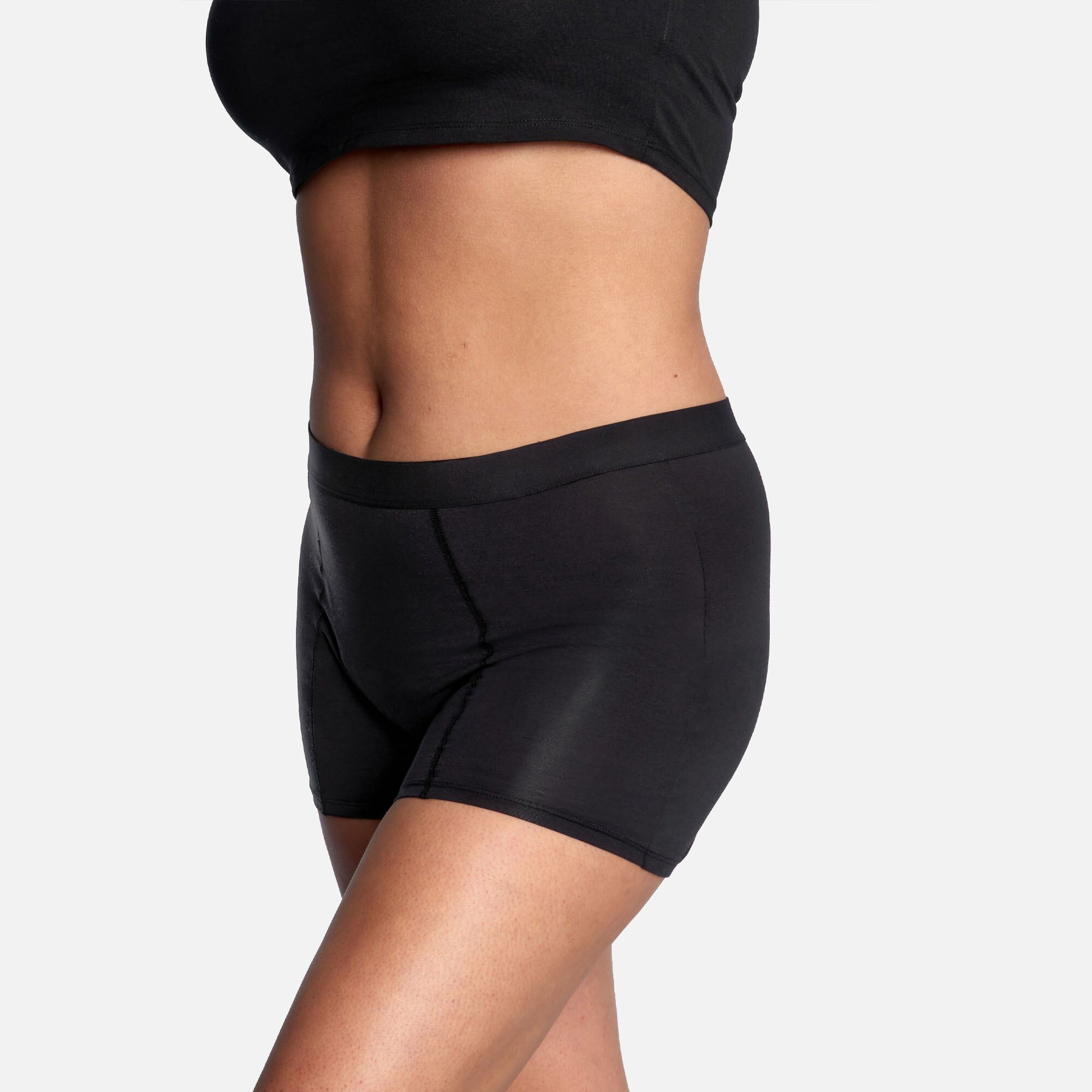 Thinx Overnight Boyshort Period Underwear, Black, , large