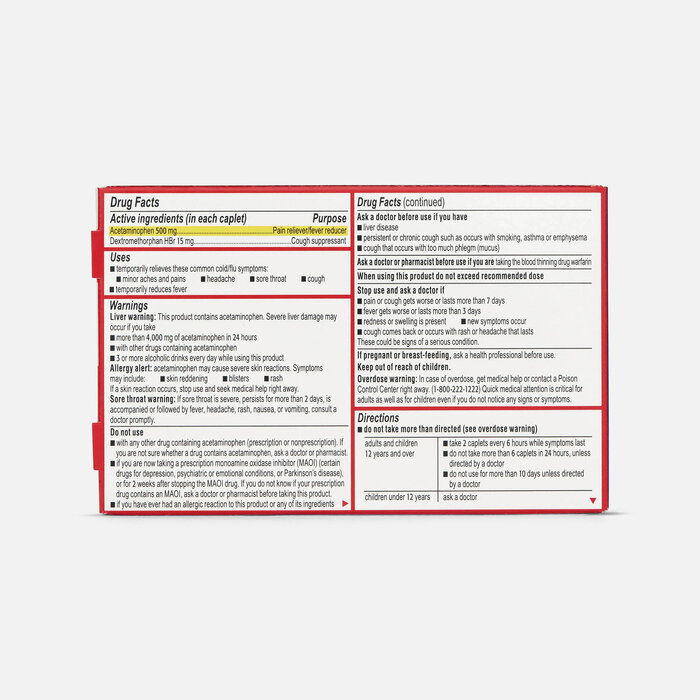 Tylenol Cold Extra-Strength Severe Cough + Sore Throat Day Caplets, 24 ct., , large