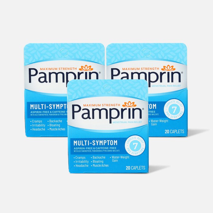 Pamprin Maximum Strength Multi-Symptom Menstrual Pain Relief - 20 ct. (3-Pack), , large
