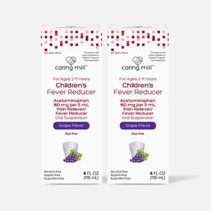Caring Mill™ Children’s Acetaminophen Pain Reliever/Fever Reducer Oral Suspension Liquid, Grape Flavor (2-Pack)
