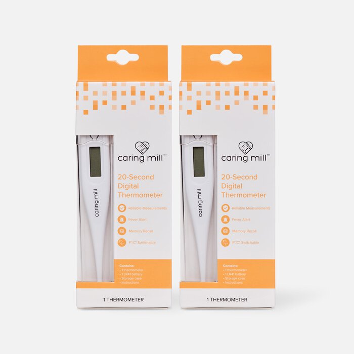 Caring Mill™ Digital Thermometer with Case (2-Pack), , large