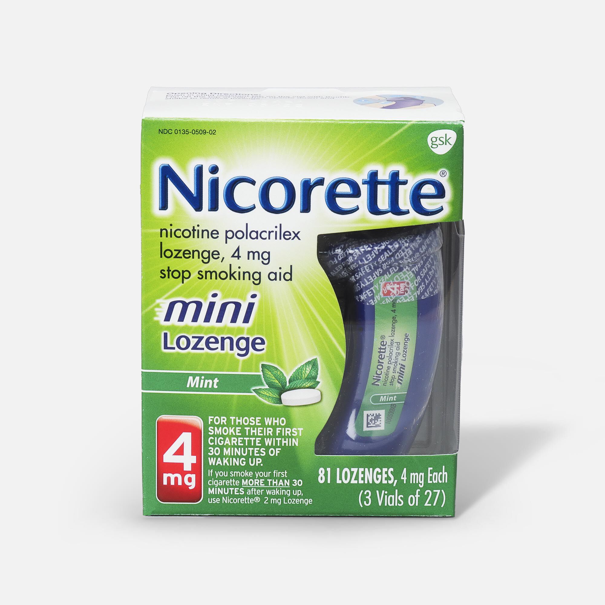 Nicorette Nicotine Mini Lozenges, Mint, 4mg, 81 ct., , large