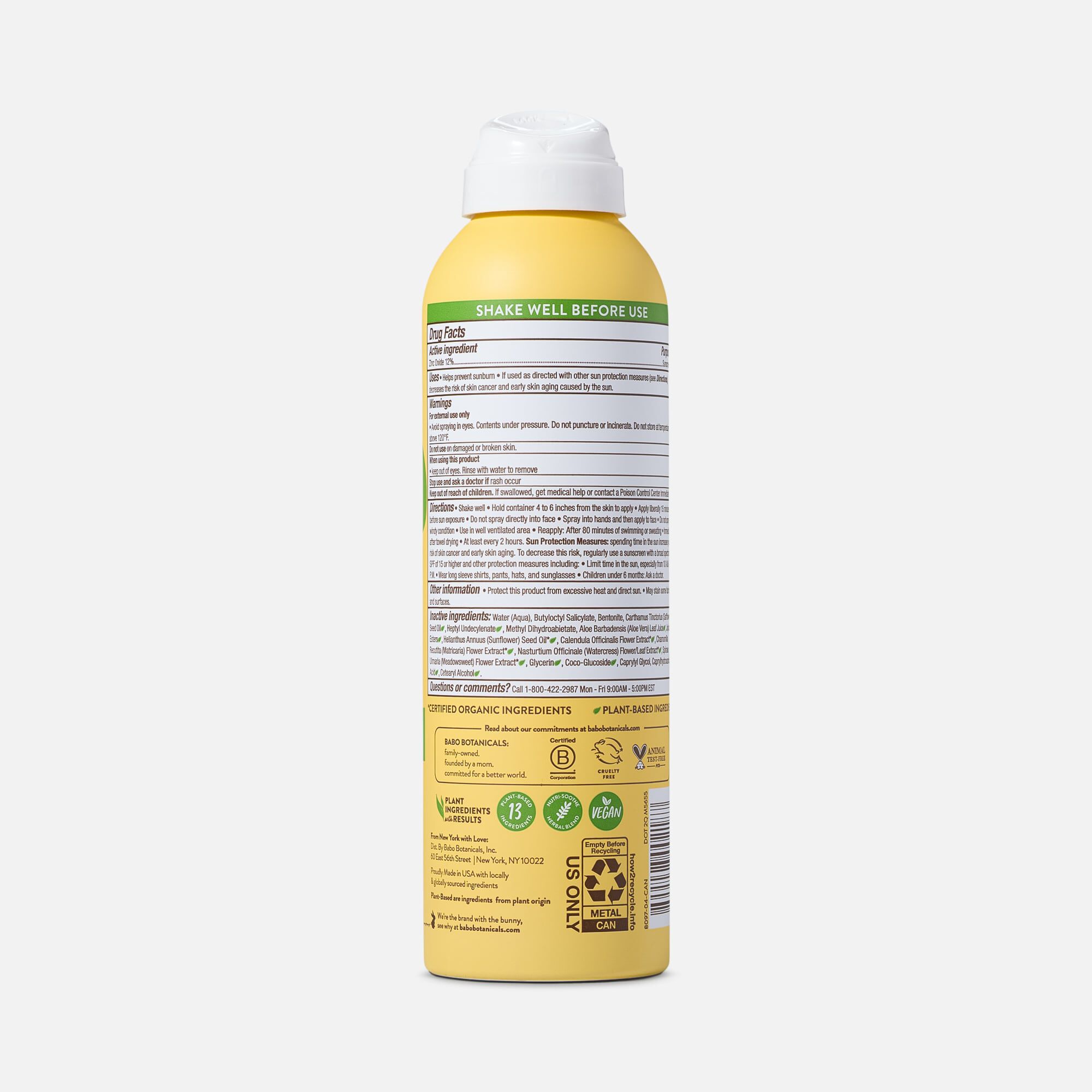Babo Botanicals Sheer Zinc Sun Continuous Spray SPF 30, , large