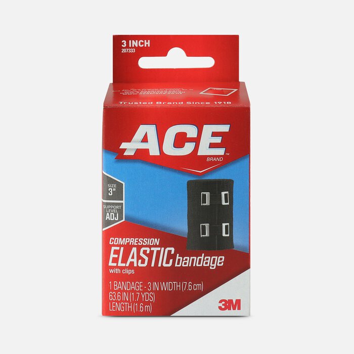 Ace 3" Elastic Bandage with Clips - Black, , large