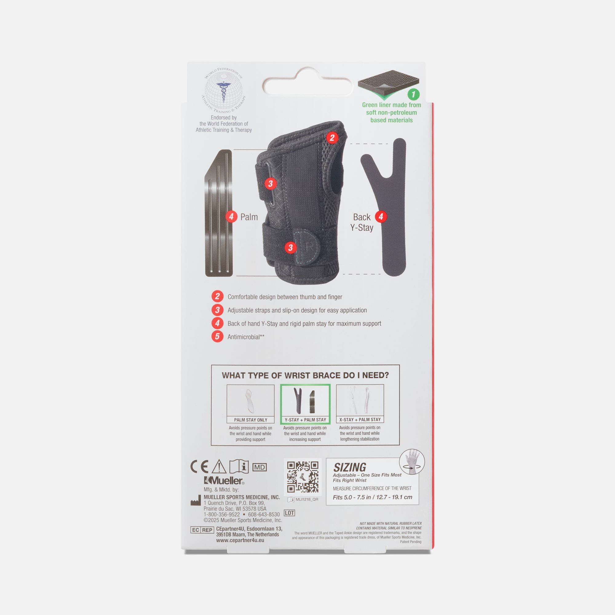Mueller® Green Fitted Wrist Brace, , large
