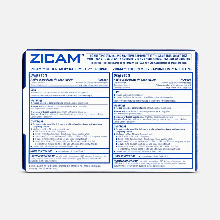 Zicam Cold Remedy Rapidmelts Original and Nighttime Combo Tablets, 25 ct., , large