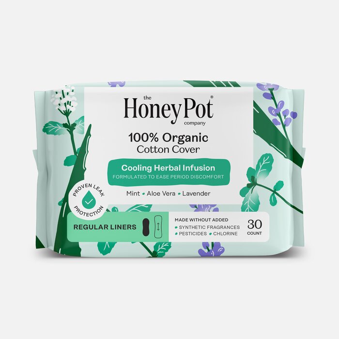 The Honey Pot 100% Organic Top Sheet Everyday Herbal Pantiliners, 30 ct., , large