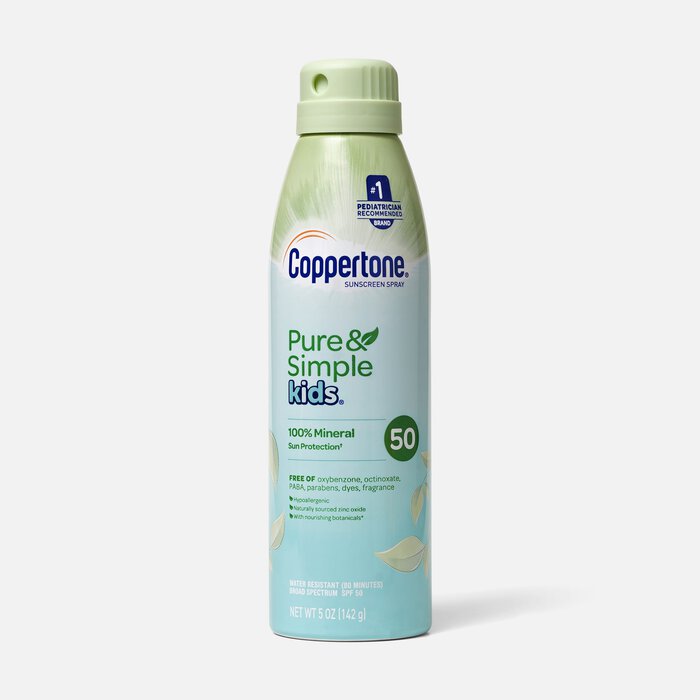 Coppertone Pure & Simple Kids Sunscreen Spray, SPF 50, 5 oz., , large