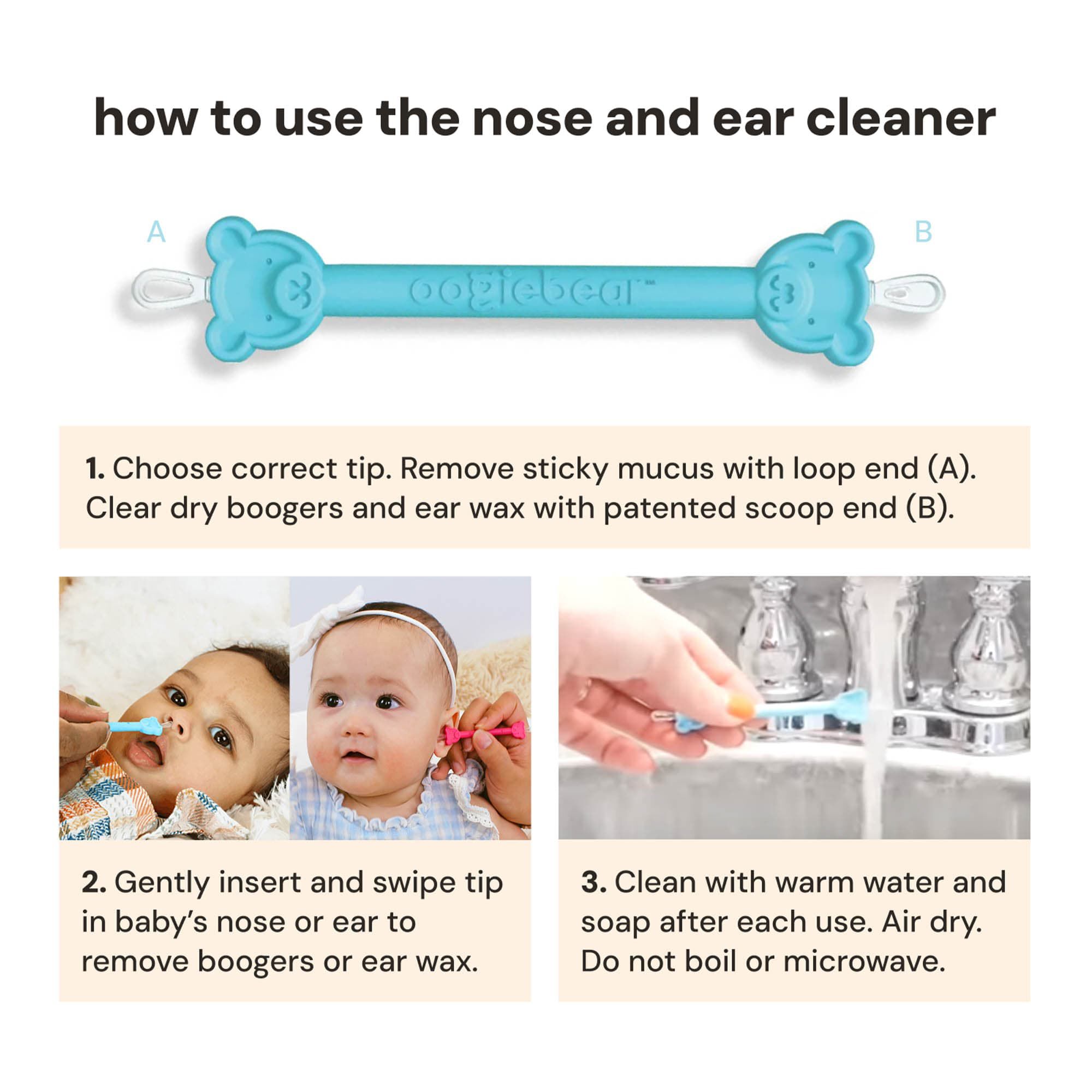 Oogiebear Baby Nasal Aspirator & Nose and Ear Cleaner Duo, , large