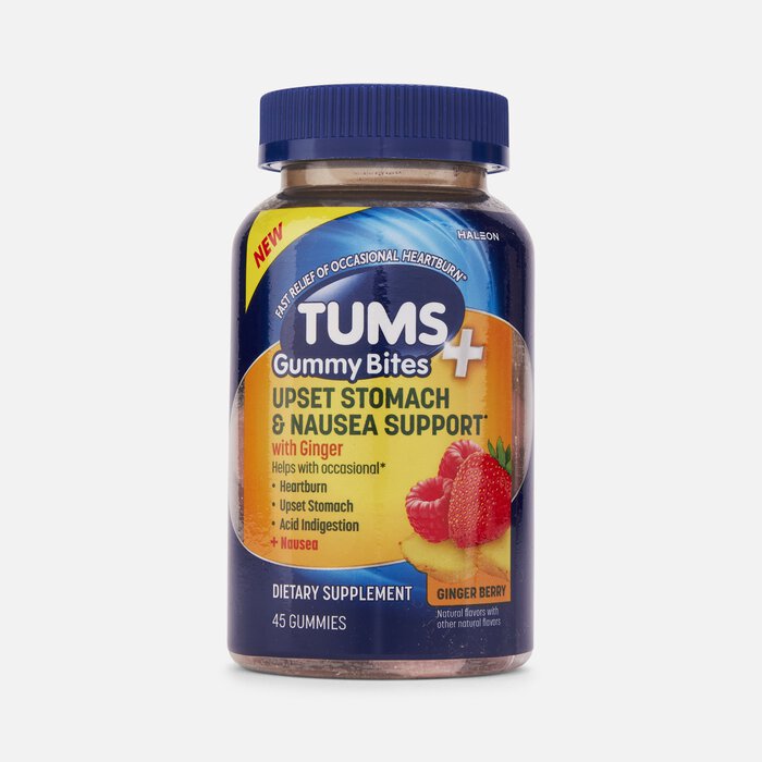 TUMS+ Upset Stomach & Nausea Support Gummy Bites, Ginger Berry, 45 ct., , large