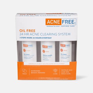 AcneFree Oil Free 24 HR Acne Clearing System, 3 Piece Kit
