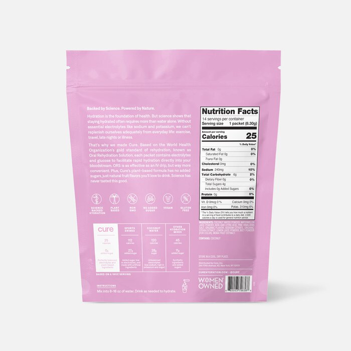 Cure Hydrating Watermelon Electrolyte Mix, 14 ct. Pouch (2-Pack), , large