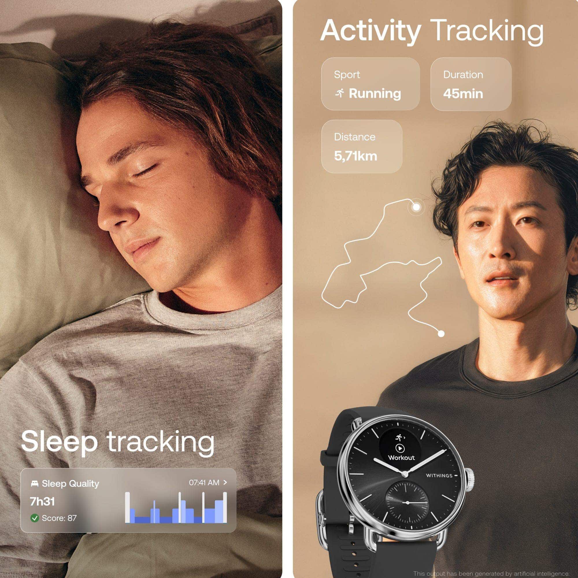Withings ScanWatch 2 Smart Wearable Health Tracker, Black, 38mm, , large
