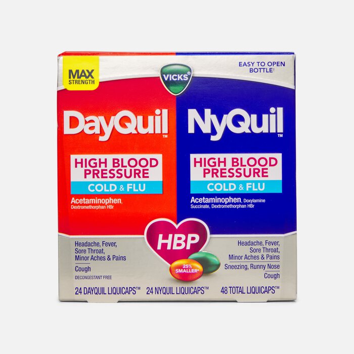 Vicks DayQuil & NyQuil High Blood Pressure Cold & Flu Relief LiquiCaps, 48 ct., , large