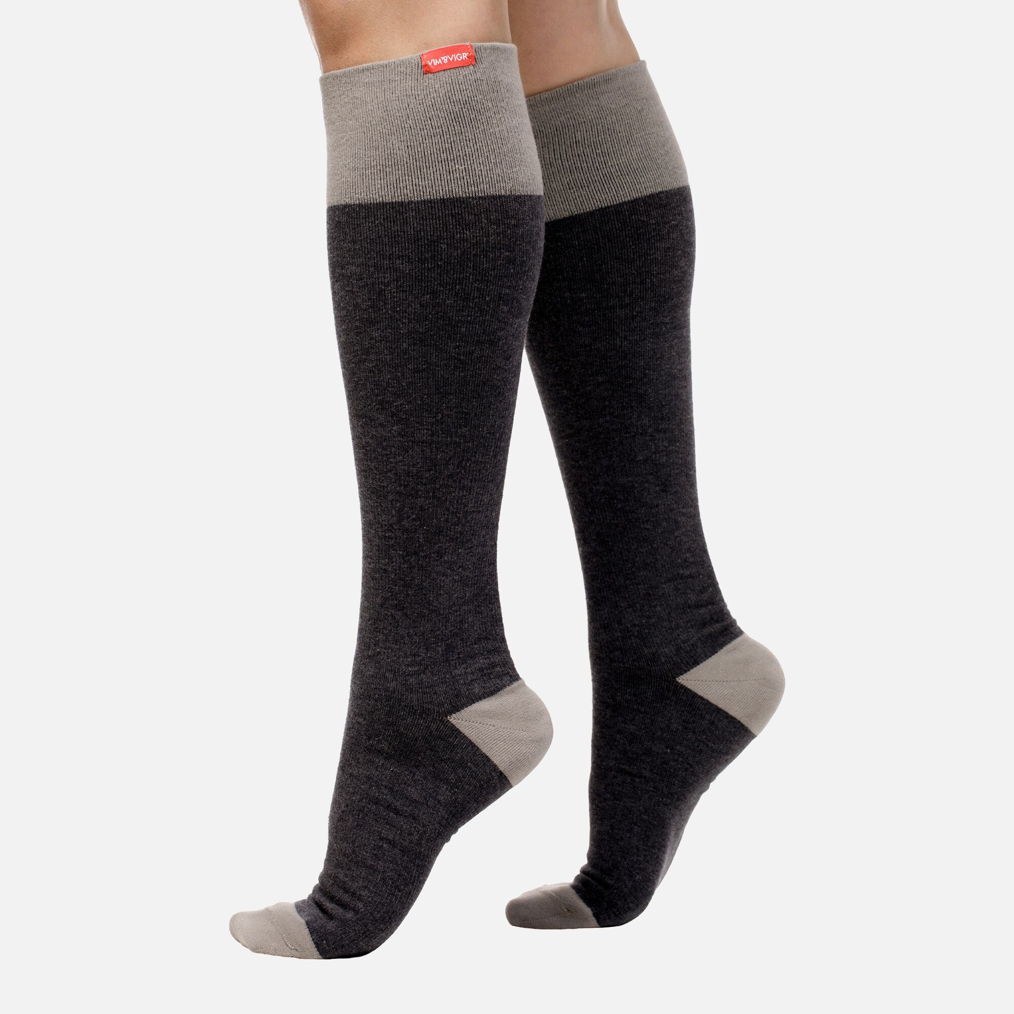 VIM & VIGR Heathered Collection Cotton Compression Socks, Dark and Light Grey, 30-40 mmHg, , large