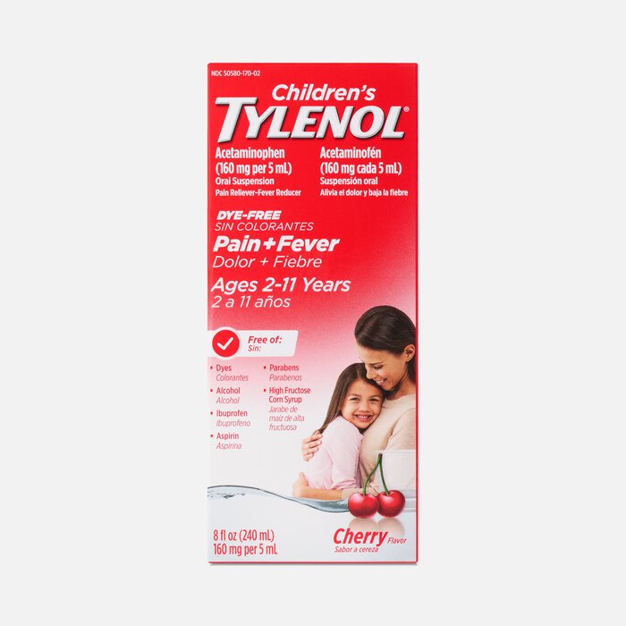Tylenol Children's Pain & Fever Reliever Liquid, Dye-Free, Cherry, , large