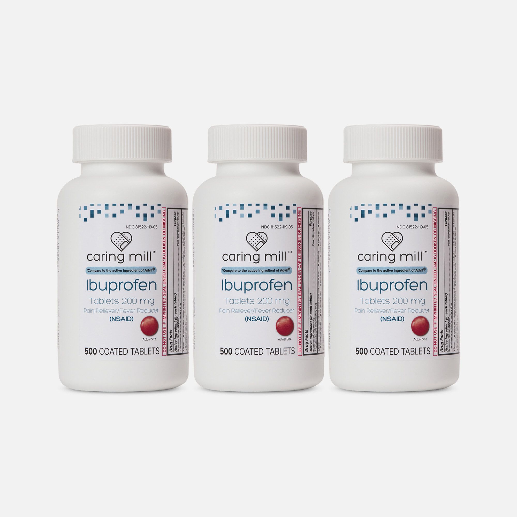 Caring Mill™ Ibuprofen 200mg Tablets, 500 ct. (3-Pack), , large