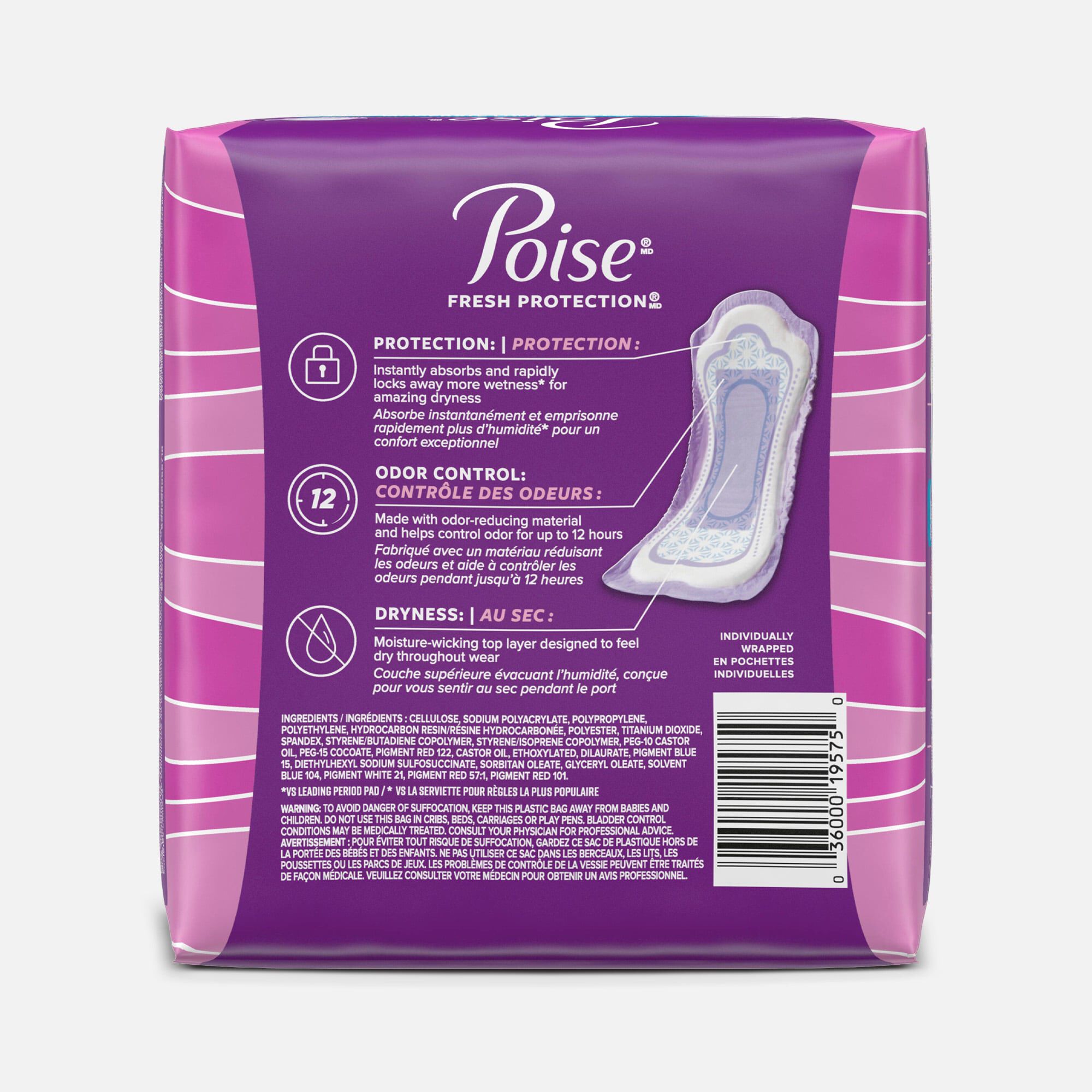 Poise Incontinence Pads, Moderate Long, 16 ct., , large