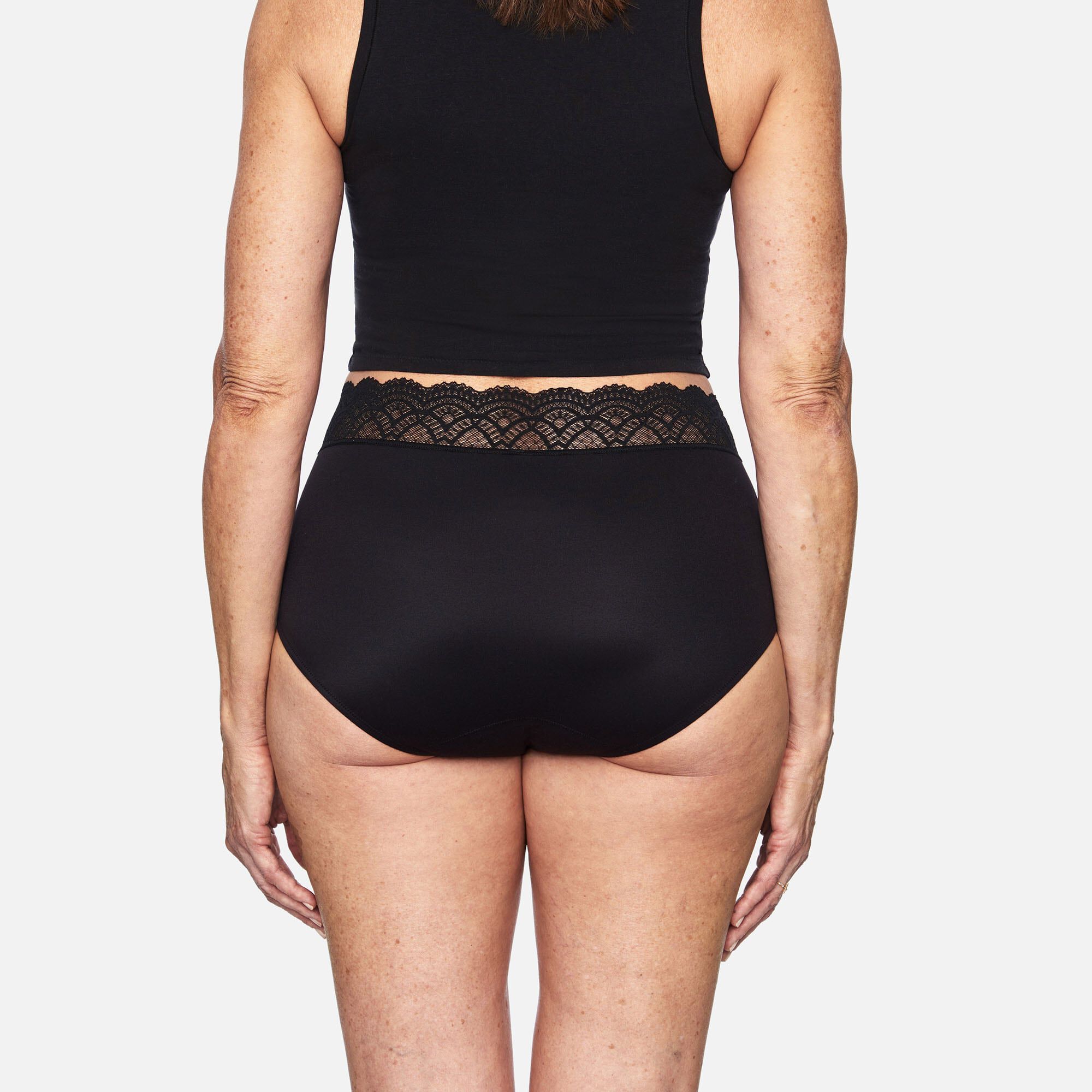 Thinx For All Leaks Signature Lace Very Light Hi-Waist Incontinence Underwear, Black, , large