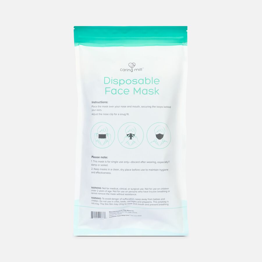 Caring Mill&trade;  Disposable Face Mask, Black, 50 ct., , large image number 1