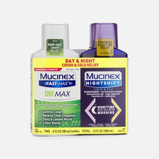 Mucinex Fast-Max DM Max & Nightshift Cold & Flu Combo Pack, 6 fl oz. each