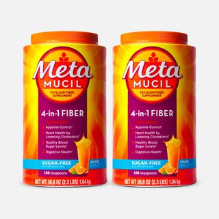 Metamucil Psyllium Fiber Supplement Powder, Sugar Free, Orange Smooth, 36.8 oz. (2 pack)