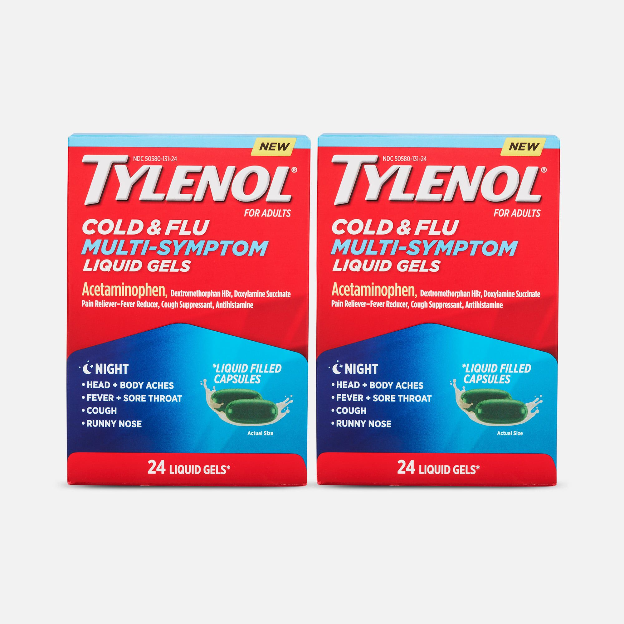 Tylenol Cold & Flu Multi-Symptom Night Liquid Gels, 24 ct. (2-Pack), , large