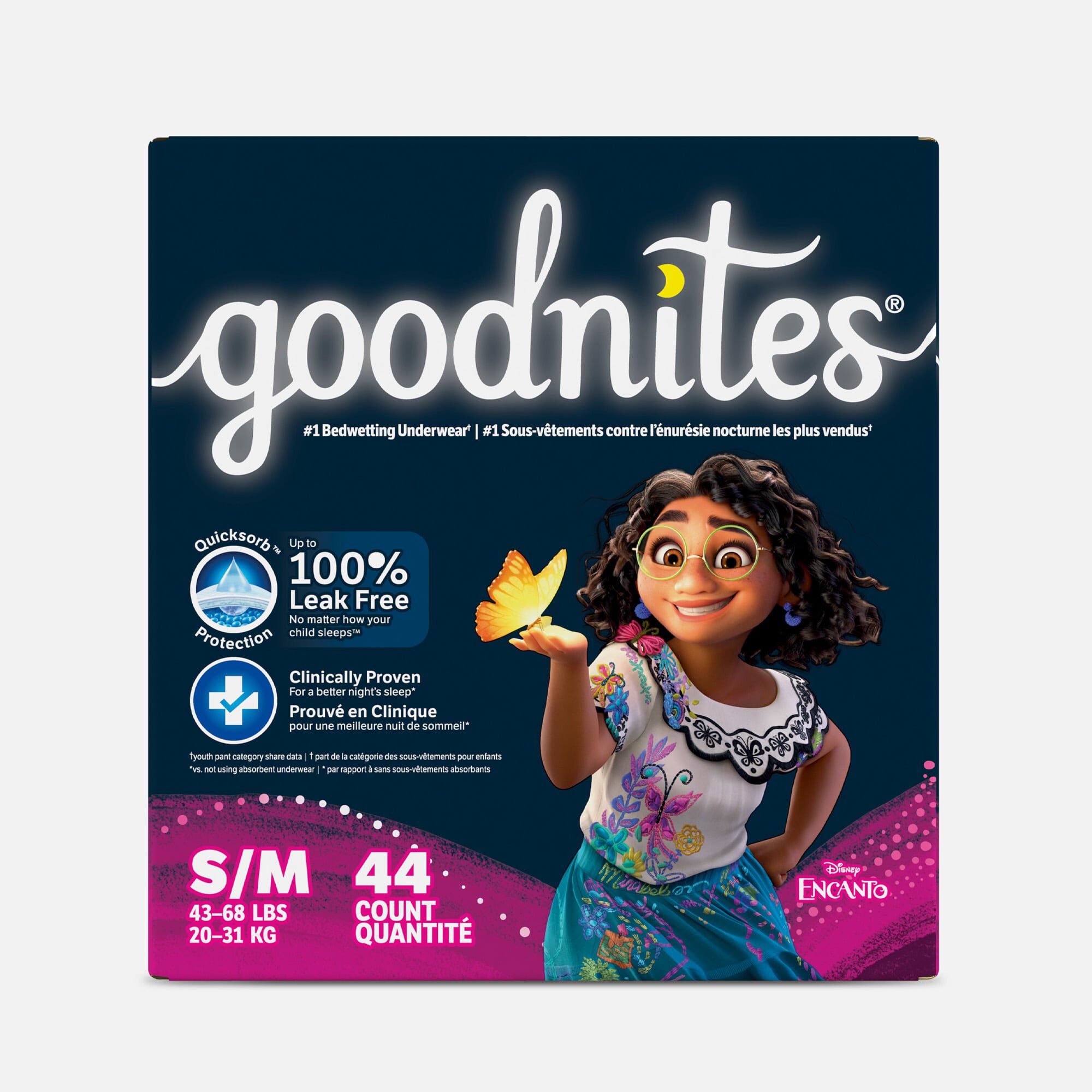 Goodnites Girls' Nighttime Bedwetting Underwear, S/M (43-68 lbs), 44 ct.