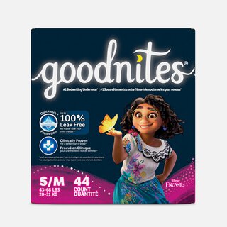 Goodnites Girls' Nighttime Bedwetting Underwear, S/M (43-68 lbs), 44 ct.