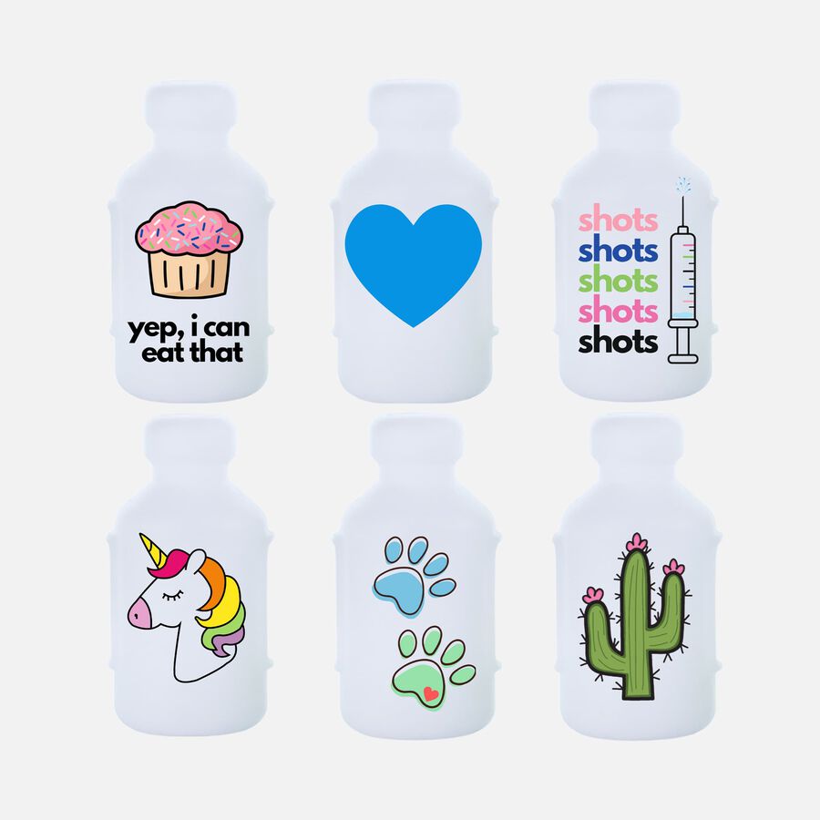 Vial Safe Insulin Vial Protector, Size Short, Diabetes Prints, 6-Pack, , large image number 0
