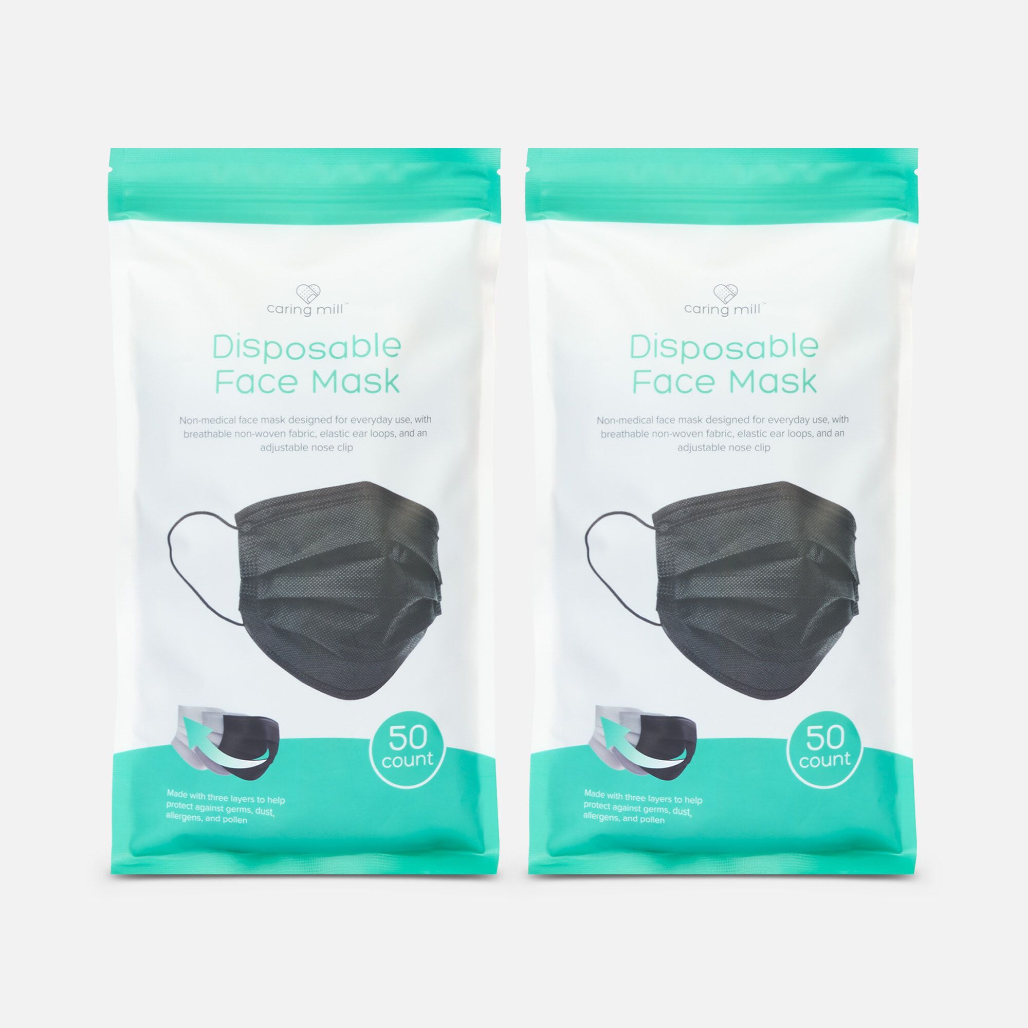 Caring Mill™  Disposable Face Mask, Black, 50 ct. (2-Pack)