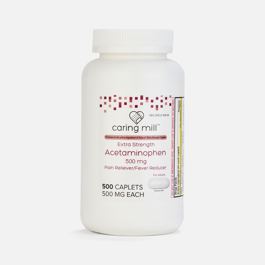 Caring Mill&trade; Acetaminophen Adult Pain Reliever/Fever Reducer Extra Strength Caplets, , large image number 1