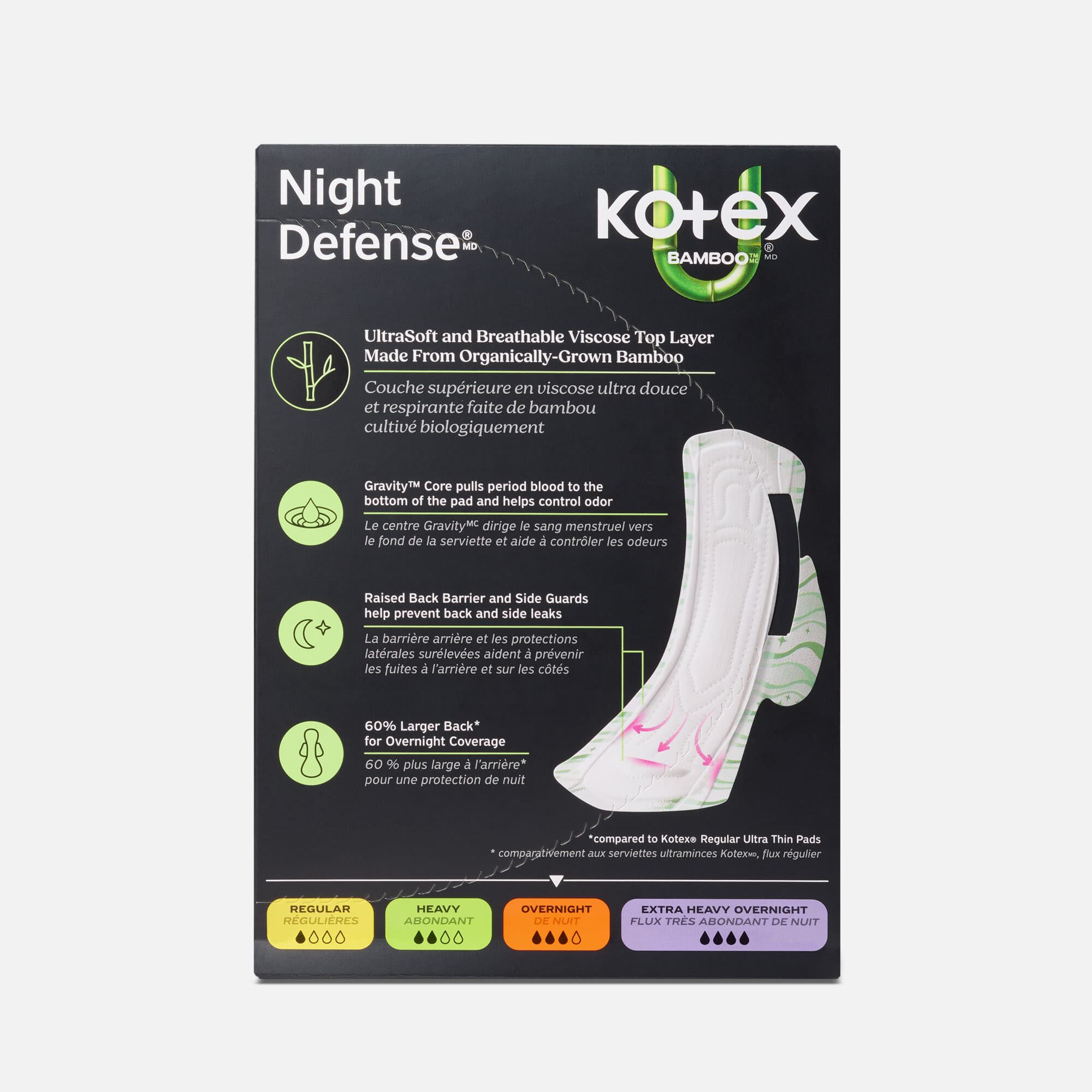 Kotex® Bamboo Ultra Thin Overnight Pads with Wings, 24 ct., , large