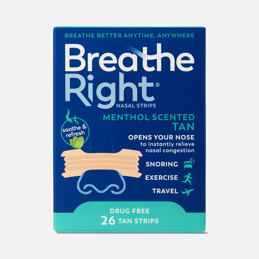 Breathe Right Extra Strength Nasal Strips, Menthol Scented, Tan, 26 ct., , large image number 0
