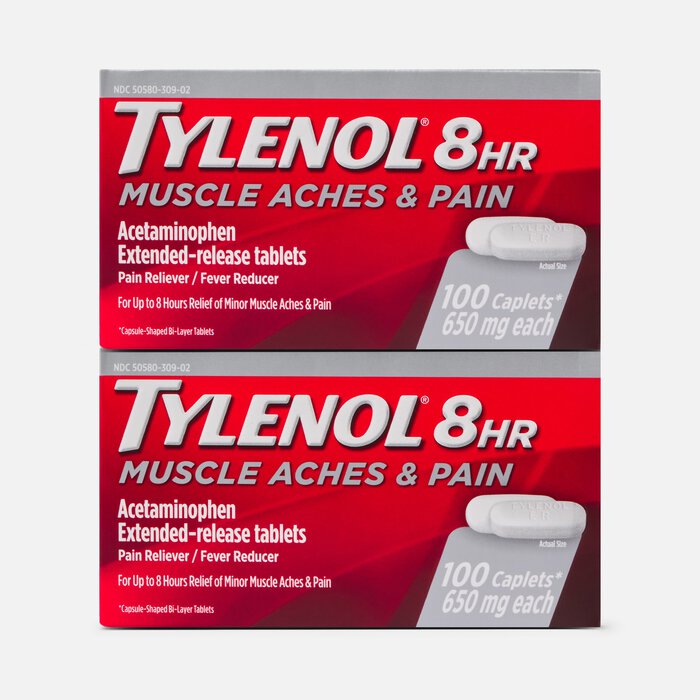 Tylenol 8 HR Muscle Aches and Pain Caplets, 100 ct. (2-Pack), , large