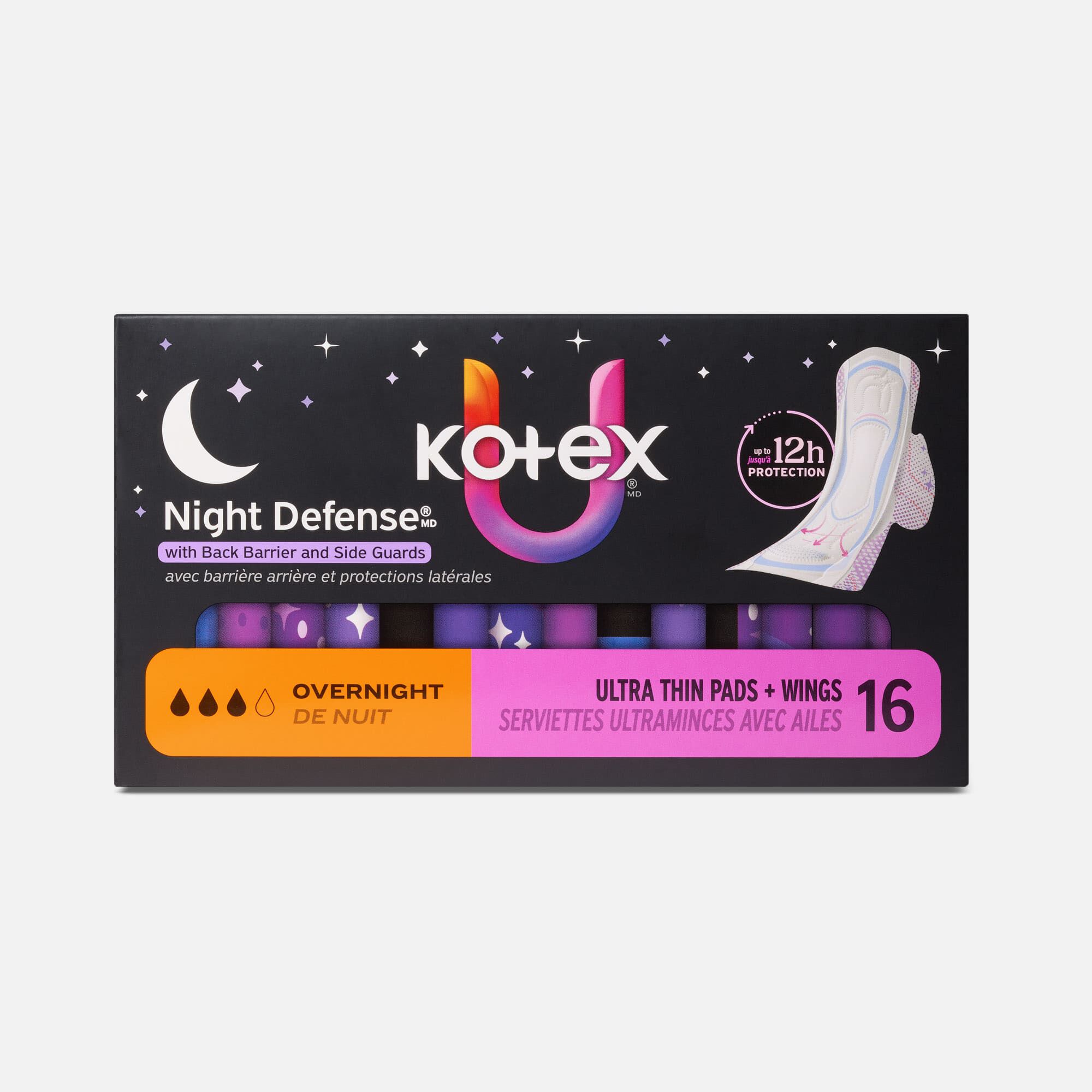 Kotex® Ultra Thin Overnight Pads with Wings, Heavy Absorbency, 16 ct., , large