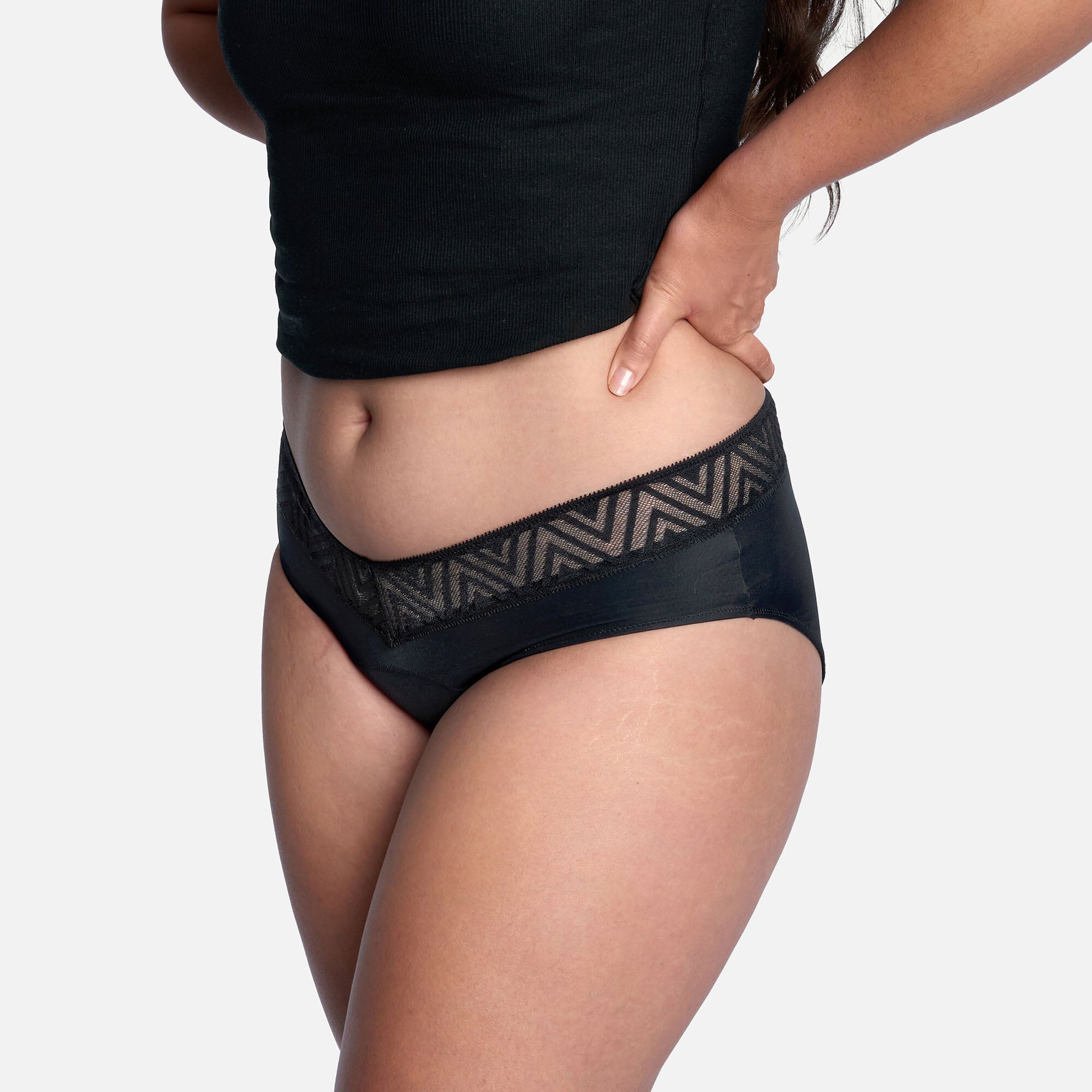 Thinx Comfort Stretch Hiphugger Period Underwear, Black, , large