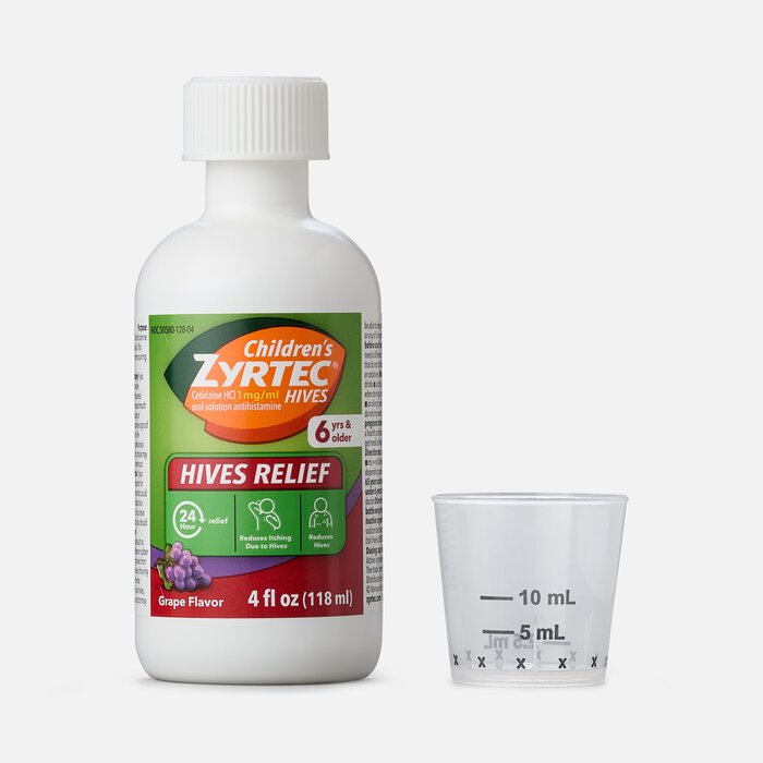 Children's Zyrtec Hives Relief Dye-Free, Sugar-Free Liquid, 4 fl oz., Grape, , large