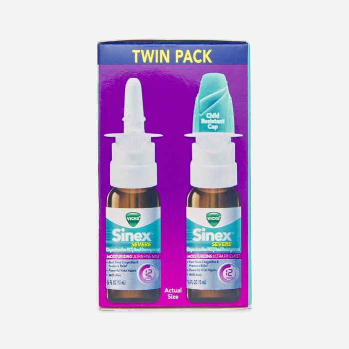 Vicks Sinex Severe Moisturizing Ultra Fine Nasal Mist, 0.5 fl oz. (2-Pack), , large