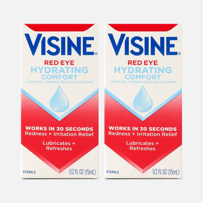 Visine Red Eye Hydrating Comfort Lubricating Eye Drops, .5 fl oz. (2-Pack), , large