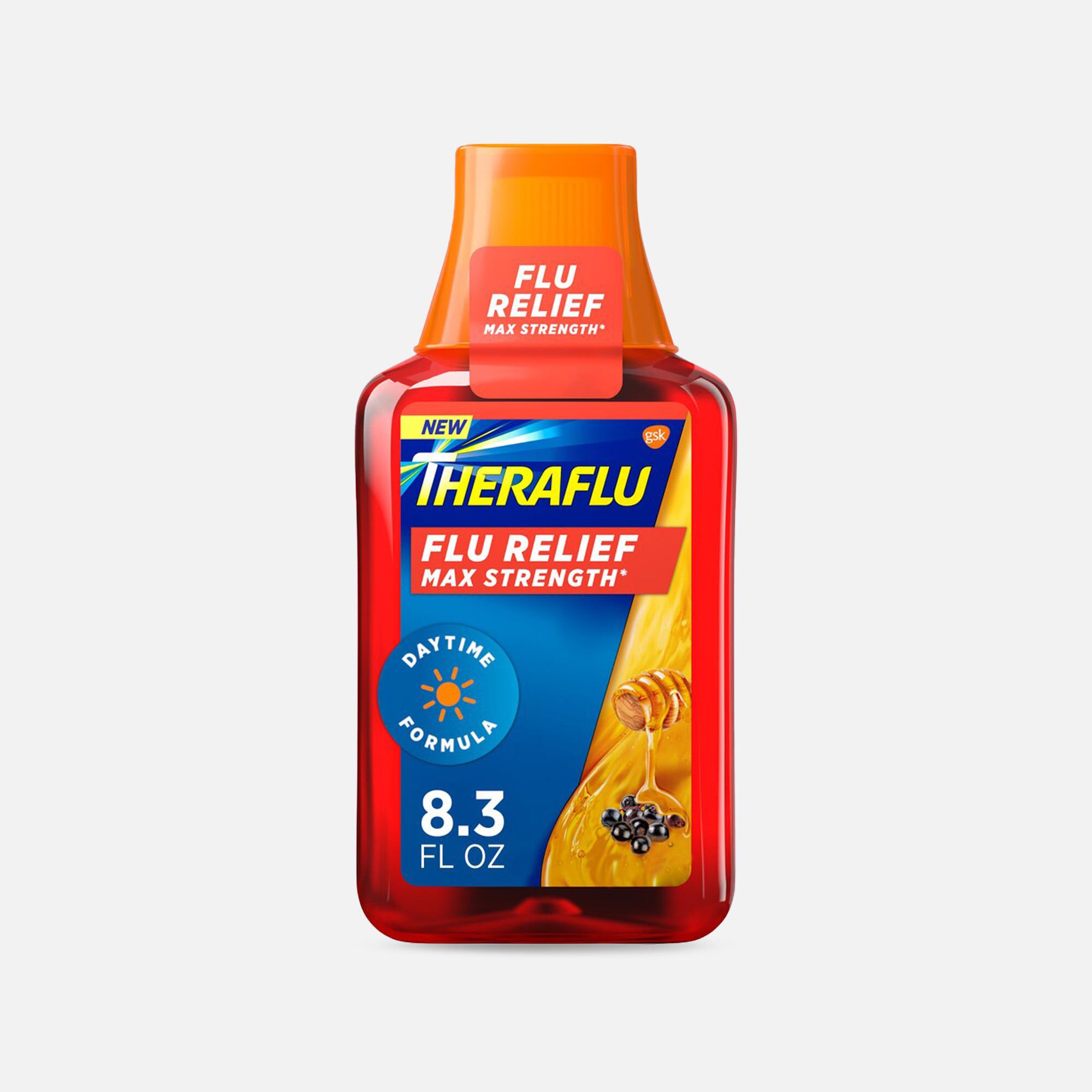 TheraFlu Max Strength Daytime Flu Relief Syrup, Honey Elderberry Flavor, 8.3 fl oz., , large
