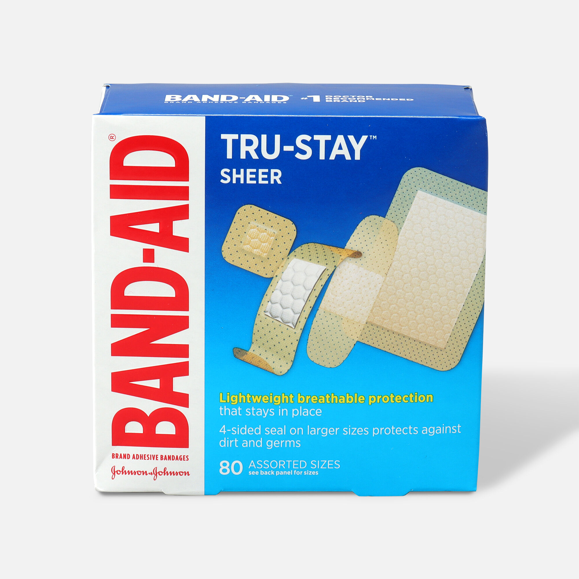 BAND-AID® Sheer Adhesive Bandages, Assorted, 80 ct., , large