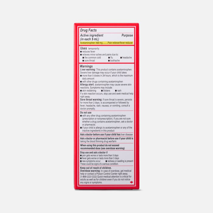 Tylenol Children's Pain & Fever Reliever Liquid, Dye-Free, Cherry, 4 fl oz., , large