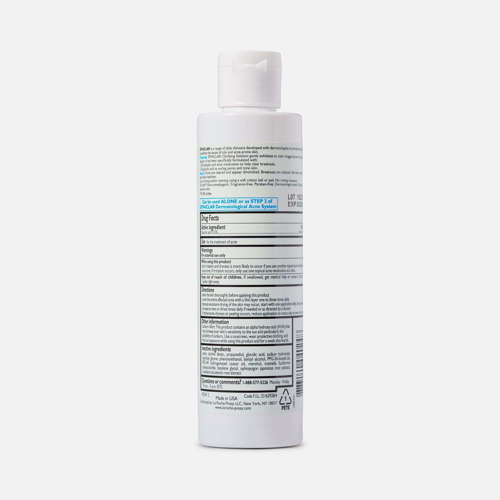 La Roche-Posay Effaclar Clarifying Solution Acne Toner with Salicylic Acid, 6.76 oz., , large