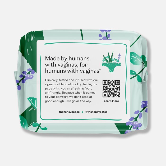 The Honey Pot 100% Organic Cotton Cover Regular Menstrual Pads with Wings, Herbal, 20 ct., , large