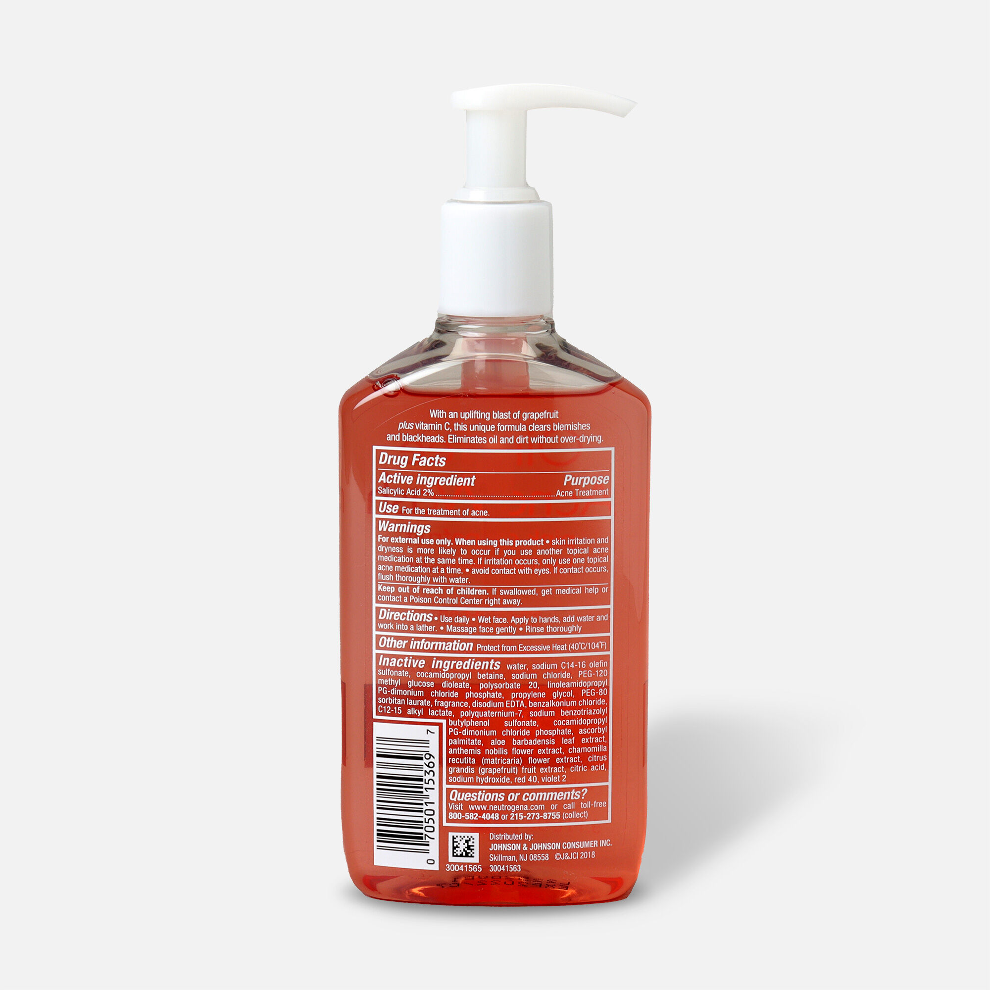Neutrogena Pink Grapefruit Oil-Free Acne Facial Wash, 9.1 oz., , large