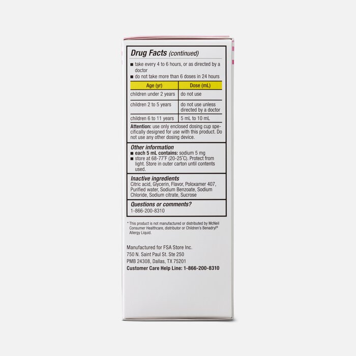 Caring Mill™ Children's Allergy Relief Liquid, Dye-Free, Bubblegum, 4 fl oz., , large