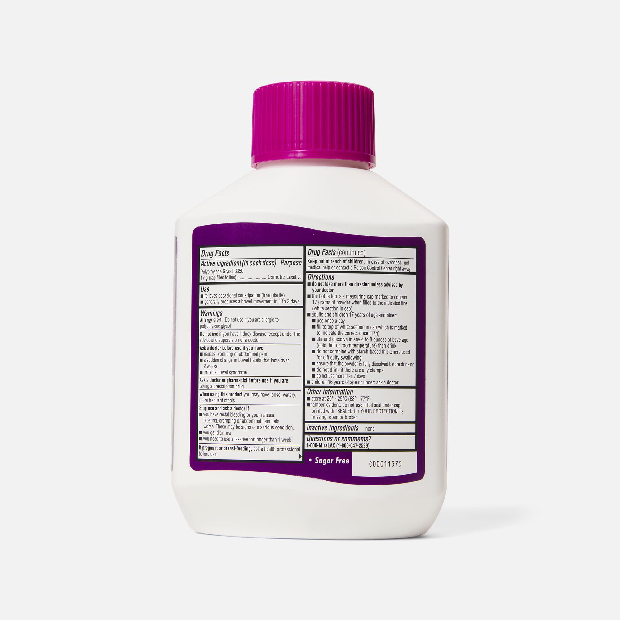 MiraLAX Laxative Powder for Gentle Constipation Relief - 30 Dose Bottle, , large