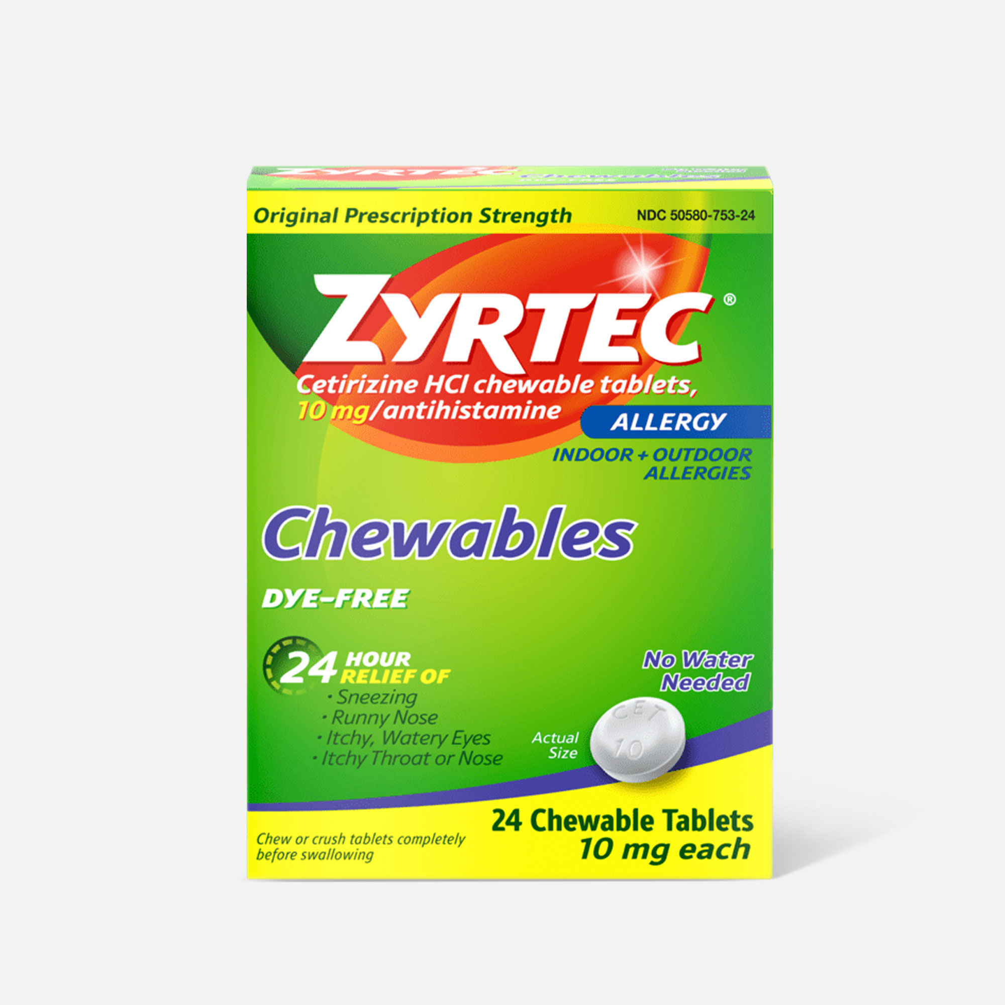 Zyrtec Allergy Chewable Tablet, 24 ct., , large